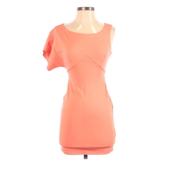 Bebe Orange One Shoulder Baddie Bodycon Mini Dress XS Y2K Asymmetrical Party - Picture 1 of 11